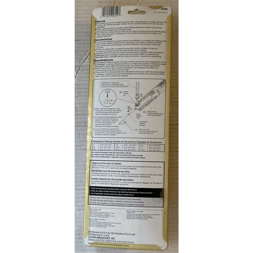 Clover Mini Iron II The Adapter 9100 Quilting Sewing Crafting Tool - Picture 4 of 6